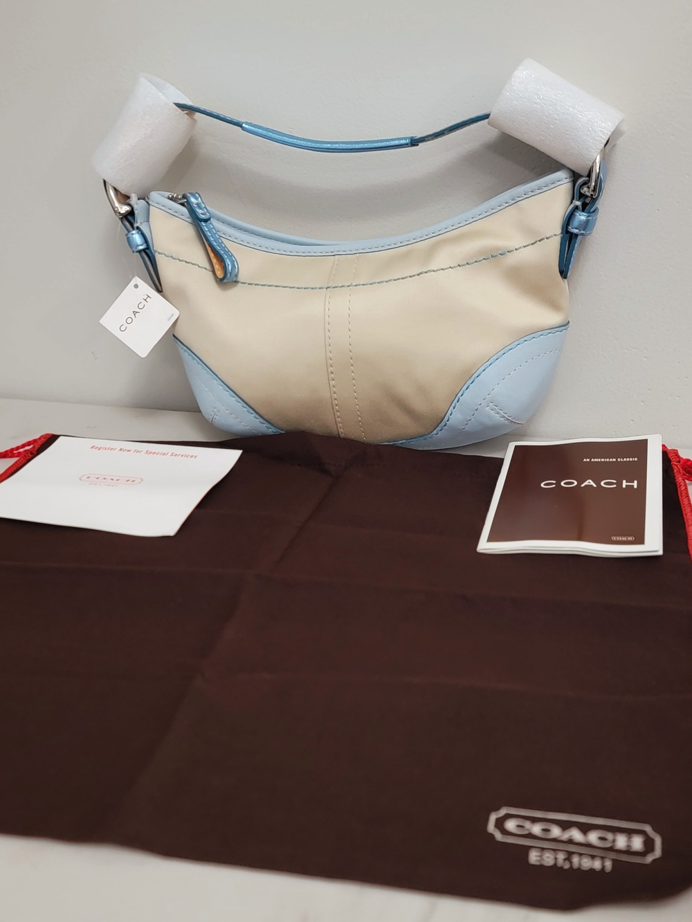 NWT Vintage Coach Soho Demi Hobo Bag Metallic Blue 1877